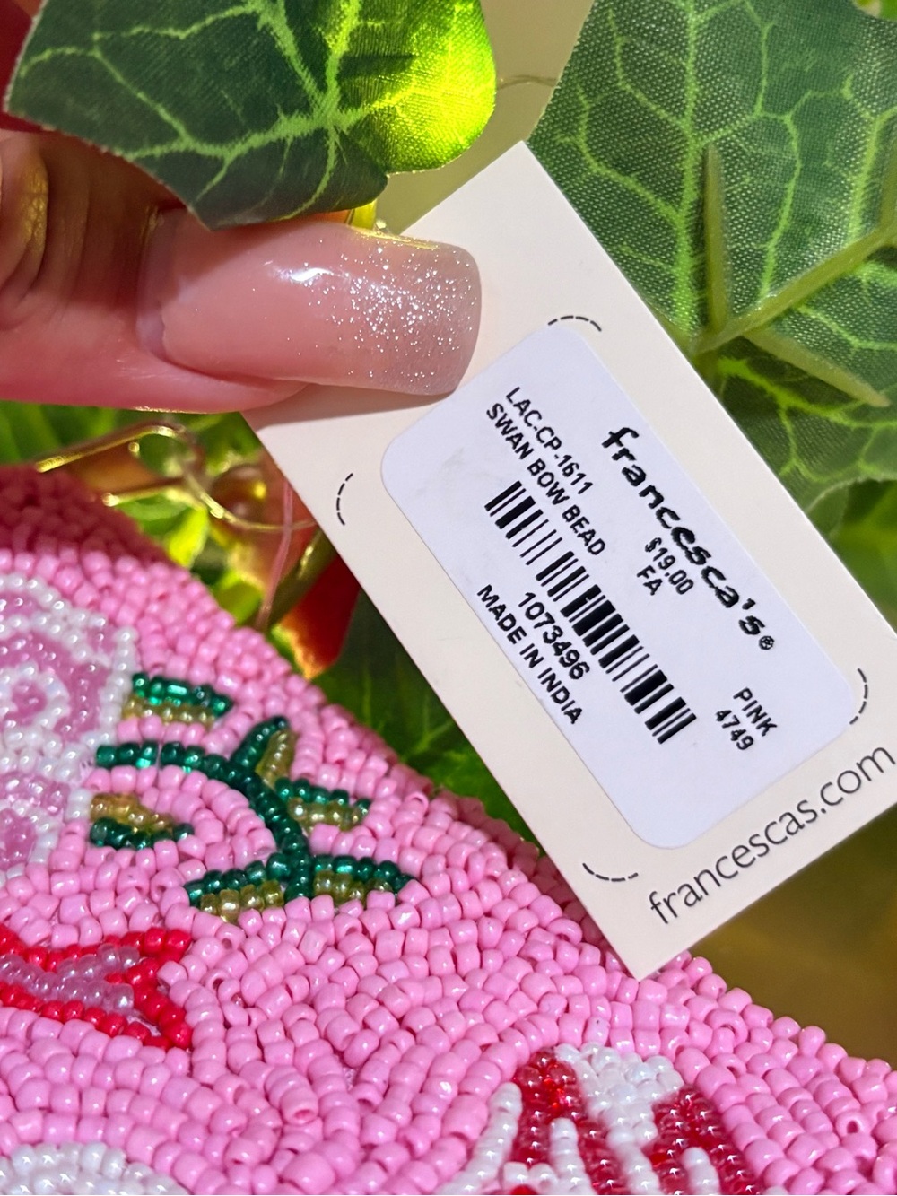 Pink Beaded Swan Bag With Matching Beaded Wallet NWT 🦢 - Picture 5 of 8